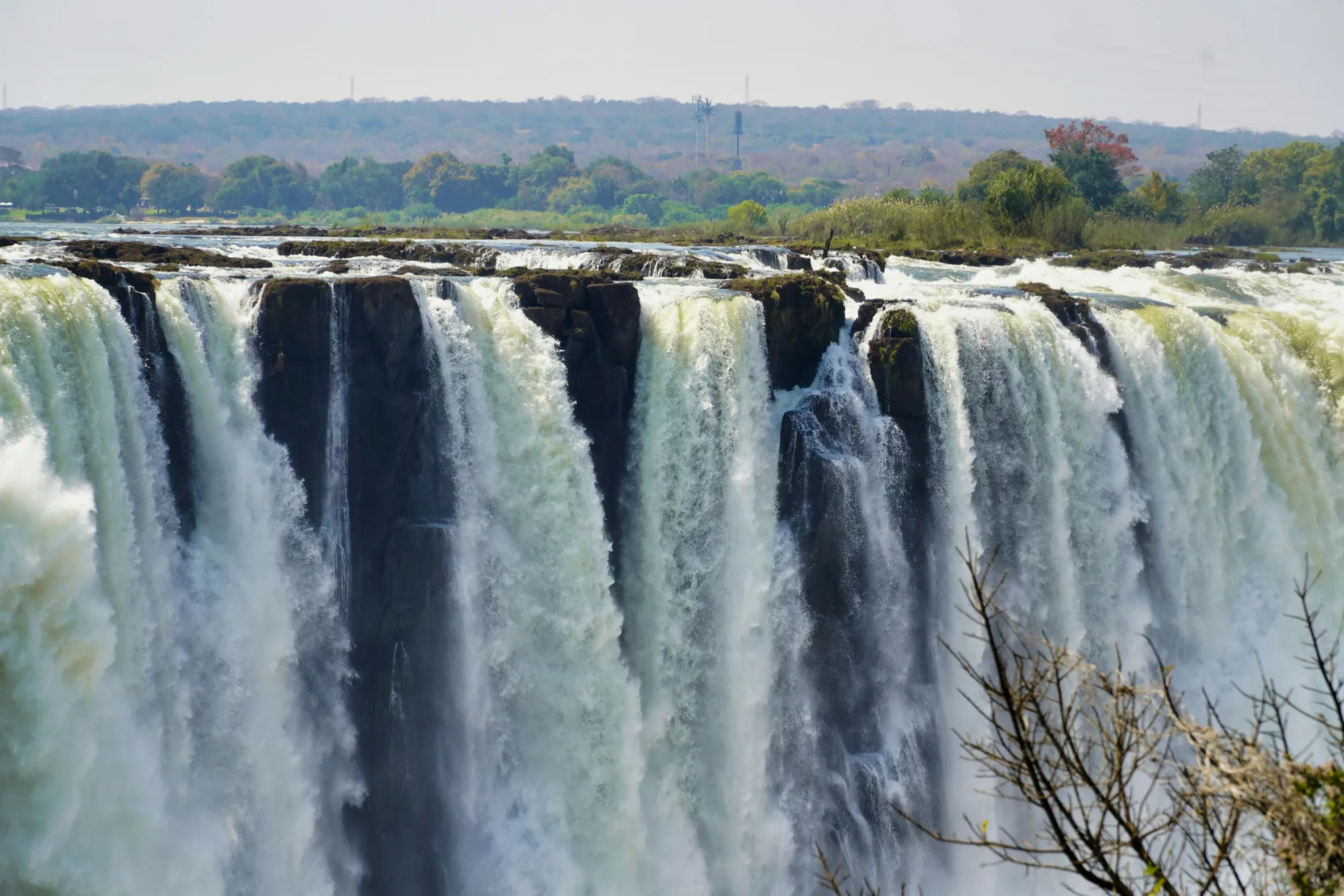 The Zambezi pouring over the full width of Victoria Falls