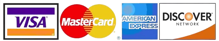 Visa, Mastercard, American Express and Discover accepted